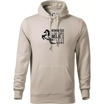 Pánská mikina Nemám čas a taky peníze - Kůň - Mikina pánská Cape s kapucí - XL ( Ledově šedá )