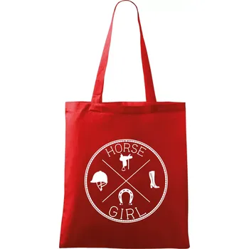 Nákupní taška Horse Girl kruh - Taška bavlněná - 42 x 38 cm ( Červená )
