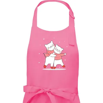 Kuchyňská zástěra Kočky ve svetru - Dámská zástěra na vaření - Univerzální velikost ( Růžová )