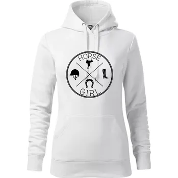 Dámská mikina Horse Girl kruh - Mikina dámská Cape s kapucí - XS ( Bílá )