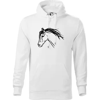 Pánská mikina Kůň - hlava celá - Mikina pánská Cape s kapucí - 2XL ( Bílá )