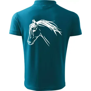 Pánská košile Kůň - hlava celá - Polokošile pánská Pique Polo 203 - XL ( Tmavý tyrkys )