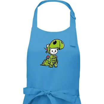 Kuchyňská zástěra Kočkosaurus Rex - Pánská zástěra na vaření - Univerzální velikost ( Světlý tyrkys )