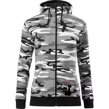 Dámská mikina Kočky - Zamilovaný pár - Dámská mikina trendy zipper s kapucí - XL ( Šedý maskáč )