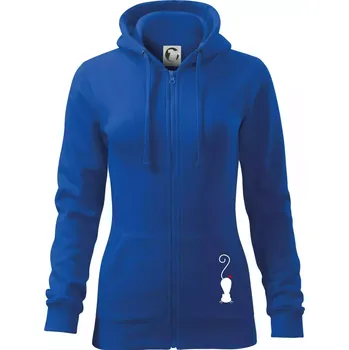 Dámská mikina Zamilovaná kočka ležící - Dámská mikina trendy zipper s kapucí - S ( Královská modrá )
