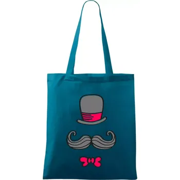 Kitty Mustache - Taška bavlněná - 42 x 38 cm ( Petrolejová )