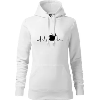 Dámská mikina EKG kuchař hrnec - Mikina dámská Cape s kapucí - XL ( Bílá )
