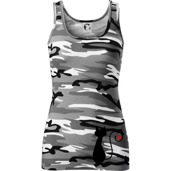 Dámské tričko Zamilovaná kočka ocásek - Dámské Maskáčové tílko - M ( Šedý maskáč )