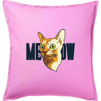 Polštář Kočka meow - Polštář 50x50 - 50x50 - Pouze potah ( Růžová )