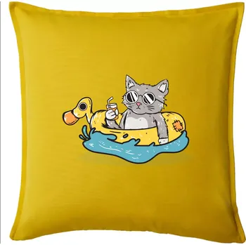 Polštář Kočka v kruhu - Polštář 50x50 - 50x50 - Pouze potah ( Žlutá )