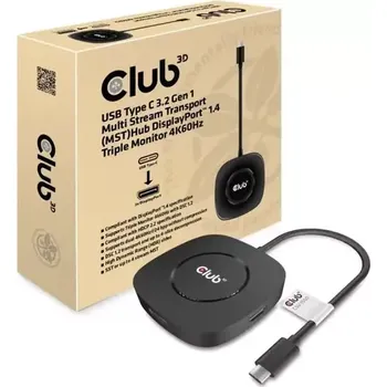 Video kabel CLUB3D CSV-1550 video hub MST USB-C na DisplayPort 1.4 černá (CSV-1550)