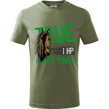 True Horse Power 1 HP - Tričko dětské bavlněné - 122 cm/6 let ( Khaki )