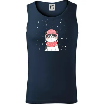 Kočka v zimní čepici - Tílko pánské Core - 2XL ( Námořní modrá (velmi tmavá - téměř černá) )