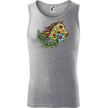 Kůň barevný s listy - Tílko pánské Core - 2XL ( Tmavě šedý melír )