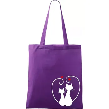 Kočky - Zamilovaný pár - Taška bavlněná - 42 x 38 cm ( Fialová )