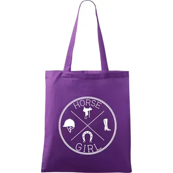 Nákupní taška Horse Girl kruh - Taška bavlněná - 42 x 38 cm ( Fialová )