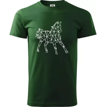 Pánské tričko Geometrie - kůň jednobarevná - Triko extra velké (5-8XL) - 7XL ( Lahvově zelená )
