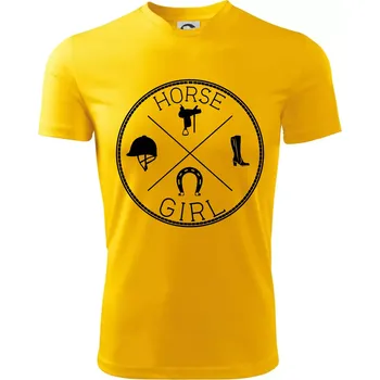 Chlapecké tričko Horse Girl kruh - Dětské triko sportovní (dresovina) - 122 cm/6 let ( Žlutá )