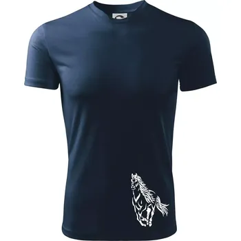 Kůň běžící - Dětské triko sportovní (dresovina) - 134 cm/8 let ( Námořní modrá (velmi tmavá - téměř černá) )