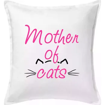 Polštář Mother of cats - Polštář 50x50 - 50x50 - Včetně výplně ( Bílá )