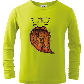 Chlapecké tričko Mustache music - Triko dětské Long Sleeve - 104-110cm / 3-4 roky ( Limetková )