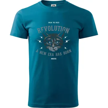 Pánská móda Cat revolt - Klasické pánské triko vyšší gramáže - M ( Petrolejová )