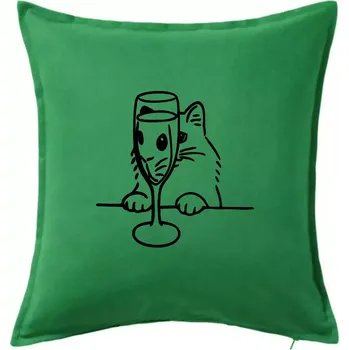 Polštář Kočka a sklínka - Polštář 50x50 - 50x50 - Pouze potah ( Středně zelená )