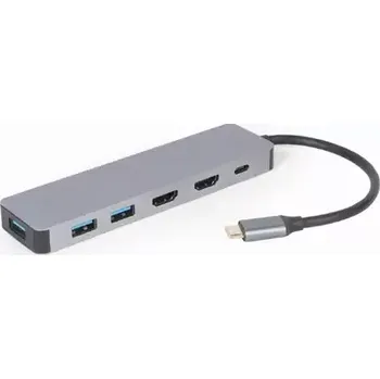 USB hub Gembird A-CM-COMBO3-03 šedá (A-CM-COMBO3-03)