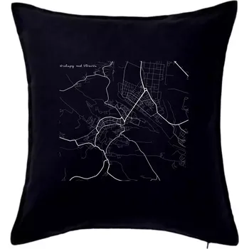 Polštář Černobílá mapa Kralupy nad Vltavou - Polštář 50x50 - 50x50 - Pouze potah ( Černá )
