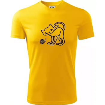 Chlapecké tričko Kočka - Klubíčko - prsa - Dětské triko sportovní (dresovina) - 158 cm/12 let ( Žlutá )