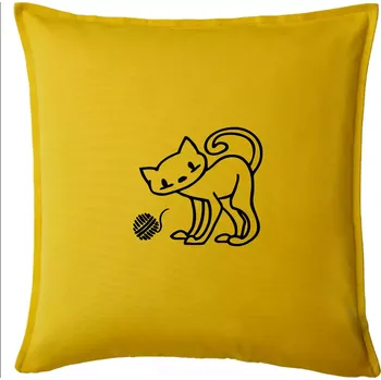 Polštář Kočka - Klubíčko - prsa - Polštář 50x50 - 50x50 - Pouze potah ( Žlutá )