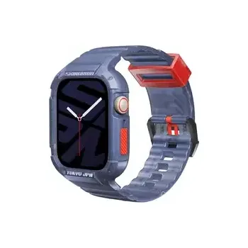 Řemínek na hodinky SKINARMA silikonový řemínek a ochranné pouzdro pro Apple Watch 45/44 mm modrá (8886461244984)