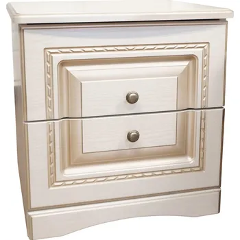 Komoda AJAX 2ks nočních stolků, bílé dřevo/patina