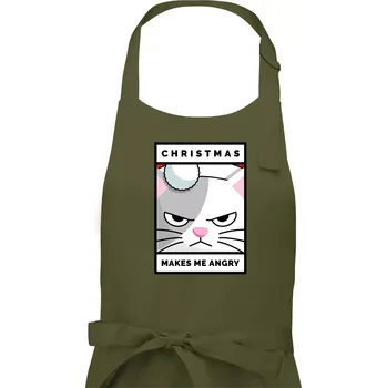 Kuchyňská zástěra Christmas makes me angry - Pánská zástěra na vaření - Univerzální velikost ( Khaki )