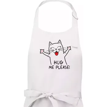 Kuchyňská zástěra Kočka hug me please - Pánská zástěra na vaření - Univerzální velikost ( Bílá )