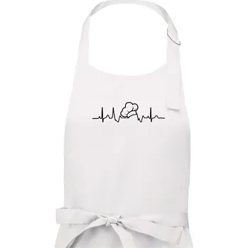 Kuchyňská zástěra EKG kuchařská čepice - Pánská zástěra na vaření - Univerzální velikost ( Bílá )