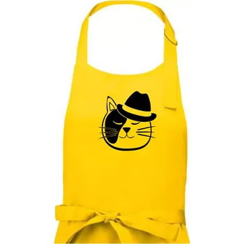 Kuchyňská zástěra Kočka s kloboukem - Pánská zástěra na vaření - Univerzální velikost ( Žlutá )
