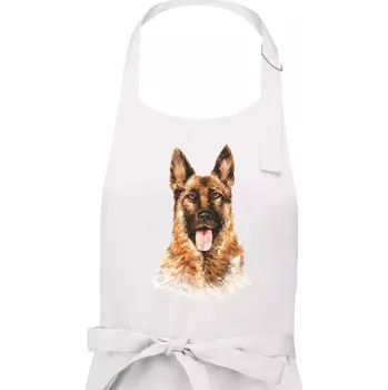Kuchyňská zástěra German shepherd - vodová barva - Dámská zástěra na vaření - Univerzální velikost ( Bílá )