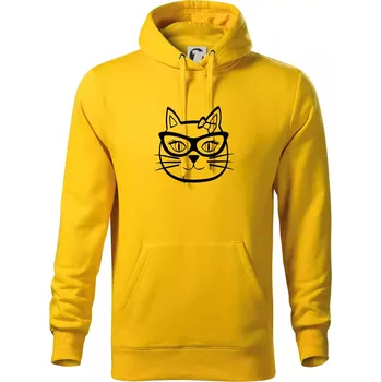 Pánská mikina Kočičí holka s brýlemi - Mikina pánská Cape s kapucí - XL ( Žlutá )