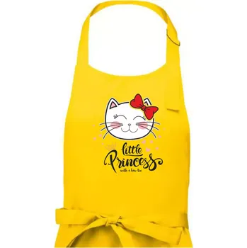 Kuchyňská zástěra Kočka little princess - Dámská zástěra na vaření - Univerzální velikost ( Žlutá )