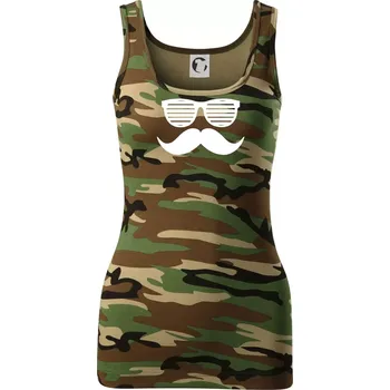 Dámské tričko Mustache brýle - Dámské Maskáčové tílko - S ( Hnědý maskáč )