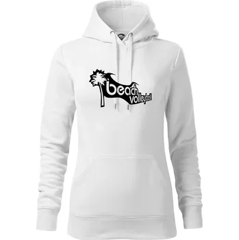 Dámská mikina Beach volleyball obrys - Mikina dámská Cape s kapucí - S ( Bílá )