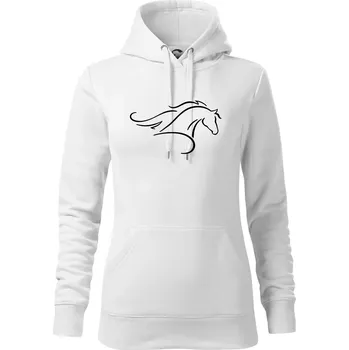 Dámská mikina Kůň - bežící silueta hlavy - Mikina dámská Cape s kapucí - XS ( Bílá )