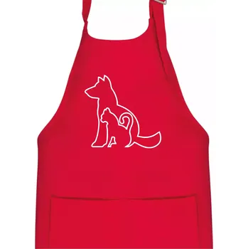 Kuchyňská zástěra Kočkopes - Dětská zástěra na vaření - Univerzální velikost ( Červená )