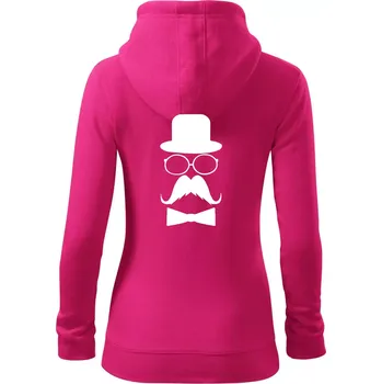 Dámská mikina Mustache pán - Dámská mikina trendy zipper s kapucí - L ( Purpurová )