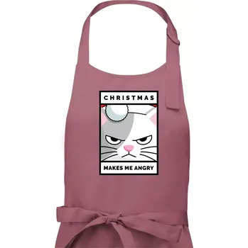 Kuchyňská zástěra Christmas makes me angry - Dámská zástěra na vaření - Univerzální velikost ( Starorůžová )