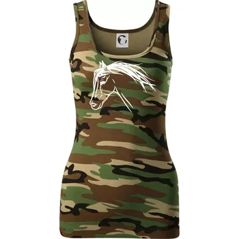 Kůň - hlava celá - Dámské Maskáčové tílko - XS ( Hnědý maskáč )