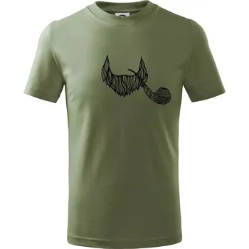 Dětská móda Mustache fajfka - Tričko dětské bavlněné - 146 cm/10 let ( Khaki )