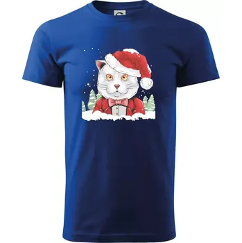 Pánské tričko Santa kocour - Triko extra velké (5-8XL) - 7XL ( Královská modrá )
