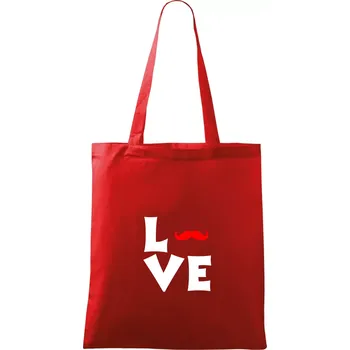 Nákupní taška Love mustache - Taška bavlněná - 42 x 38 cm ( Červená )